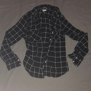 Black & White Grid Button Up